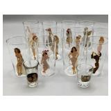 12 Vintage Pin-Up Girl Sip and Strip Glasses