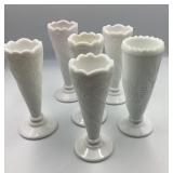 Fluorescing L.E. Smith Milk Glass Bud Vases