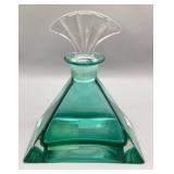 Green Fluorescing Glass Fan-Shaped Bottle