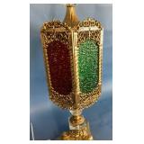 Gothic Revival Brass Filigree Lamp with Panels