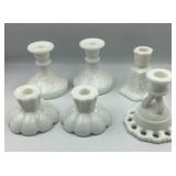 Fluorescing Milk Glass Candle Holders