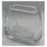 Kosta Edenfalk Etched Deer Crystal Vase