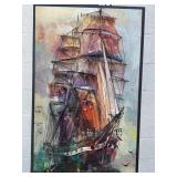 Vintage 3D String Art Nautical Ship Artwork