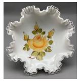 Fluorescing Fenton Silver Crest Milk Glass Bowl