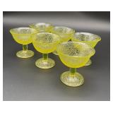 Six Uranium Fluorescing Glass Bowls