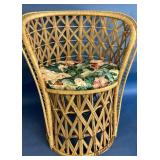 Wicker Barrel Rattan Chair with Cushion