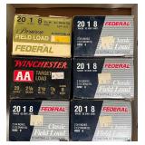 6 Boxes 20 Ga Shotgun Shells, Federal & Winchester