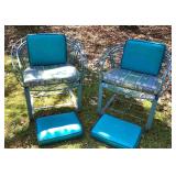 2 Wrought Iron Patio Chairs with Cushions