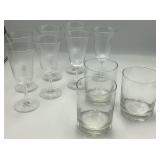 9 Pieces of Clear Glass Bar Ware