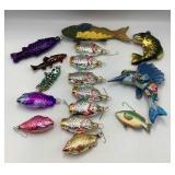 West Germany Blown Glass & Mixed-Material Fish Orn