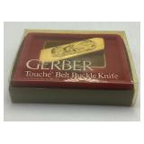 Gerber Touché Belt Buckle Knife Brass & Wood Trout