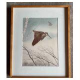 Signed Boris Riab Bird Study Print With Frame