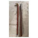2 Walking Sticks Brass Duck Head & Tree Limb