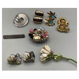 Sandor, Monet, Trifari & Jerusalem Brooches & Earr