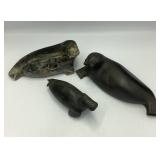 First Nations Hand-Carved Soapstone Walruses, 5 to