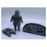 Hand Carved Soapstone Figures Depicting Inuit Life