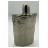 Vintage Hammered Silver Flask 10 oz. Made in Germa