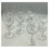 8 Glass Wine Glasses & 4 Cocktail Sherbet Glasses