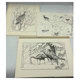 3 Signed Doug Pifer Drawings, 1989
