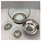 Reed & Barton Silver Plate Bowl & 3 Glass Bowls