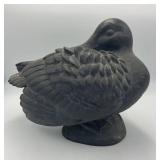 1985 Hen Feathers Duck Preening Sculpture, Marble