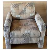 Armchair With Beige and Brown Geometric Fabric