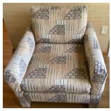 Patterned Upholstered Armchair with Cushions