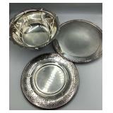 Lunt Art Deco Bowl, Pierced Border Charger & Roger