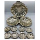 Eleven Piece Shell Shaped Silverplated Bowls