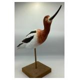 Hand Carved & Painted Wooden American Avocet Sculp
