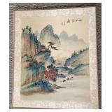 Watercolor on Silk Chinese Landscape Painting
