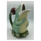Vintage Majolica-Style Frog Pitcher, 9 ins.