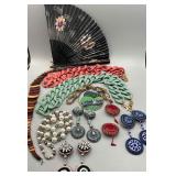 Costume Jewelry & Asian Fan