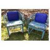 2 Wrought Iron Patio Chairs with Cushions