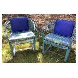 2 Wrought Iron Patio Chairs with Cushions