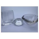 Fostoria Ashtray, Great Seal Paperweight & Kosta V