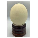 Ostrich Egg on Ceramic Base, 6 1/2 ins.
