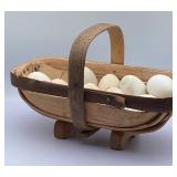 Tom Wren & Son Wooden Basket with Eggs, Marked