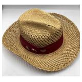 Saks Fifth Avenue Straw Fedora, Vintage Folk Art H