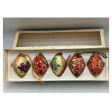 Ukrainian Pysanky Eggs, Lot of 5 with Original Box