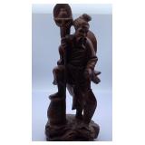 19th Century Japanese Carved Wood Fisherman, 11 in