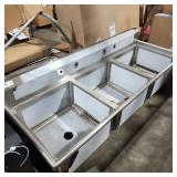 Stainless Steel Triple Sink w/ Legs