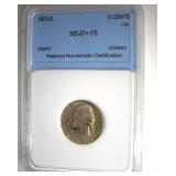 1973-D Nickel MS67+ FS LISTS $2500 IN 67 FS