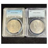 1886, 87 Morgans PCGS MS64