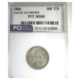 1964 100 Yen PCI MS68 Japan Olympics