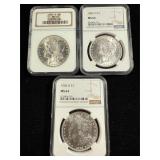 1884-O 85-O 04-O Morgans NGC MS64