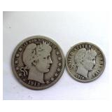 1913 1915-S 25C 10C Semi Key Dates 2pc Lot