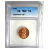 1955 Cent ICG MS67 RD Poorman