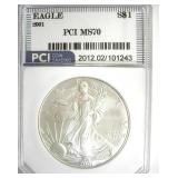 2001 Silver Eagle MS70 LISTS $1250