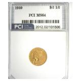 1910 Gold $2.50 MS64 LISTS $4000